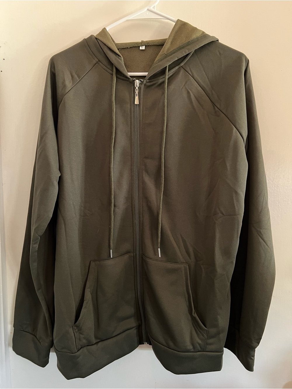 Women’s XL Zip-Front Hooded Sweater — Olive Green